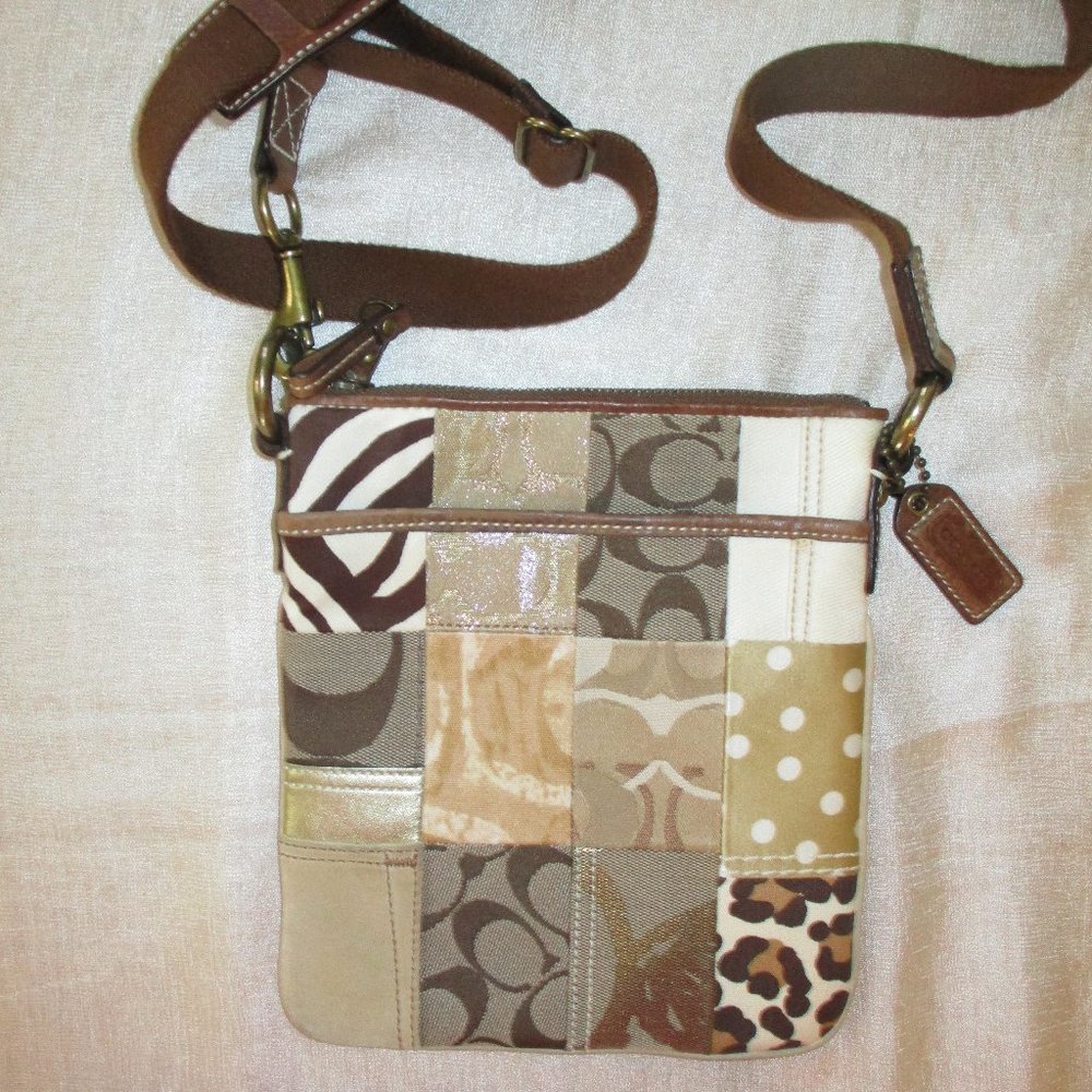 Coach Patchwork Crossbody Bag in Brown, Tan, Cream